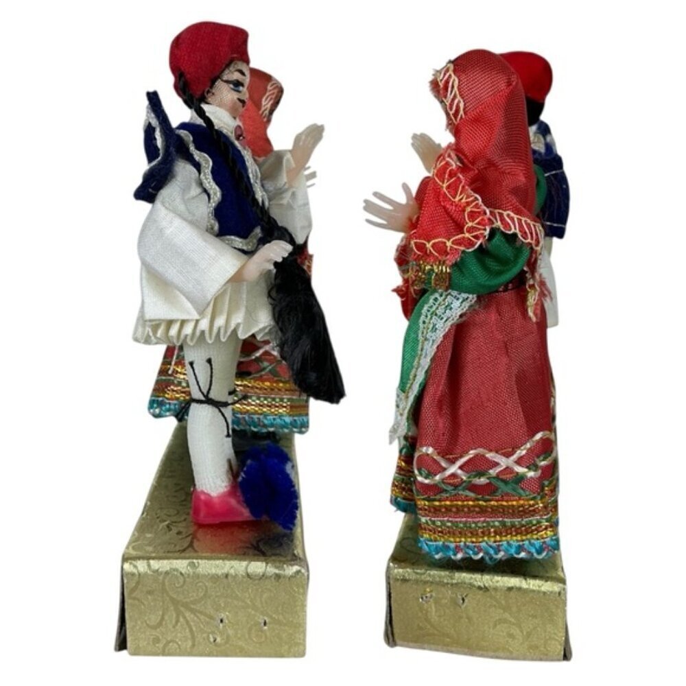 Vintage Greek Folk Doll Set Tsolias Evzones Traditional Ceremonial Dance Outfit - Picture 4 of 16